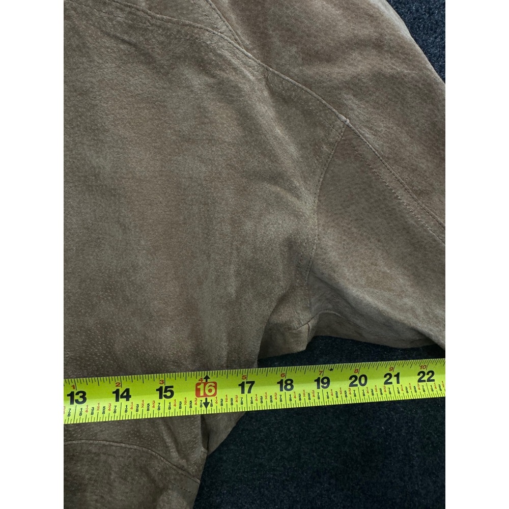 Outerbound by HMS Vintage Tan Suede Leather Cropped Asymmetrical Zip Jacket M - Picture 10 of 10